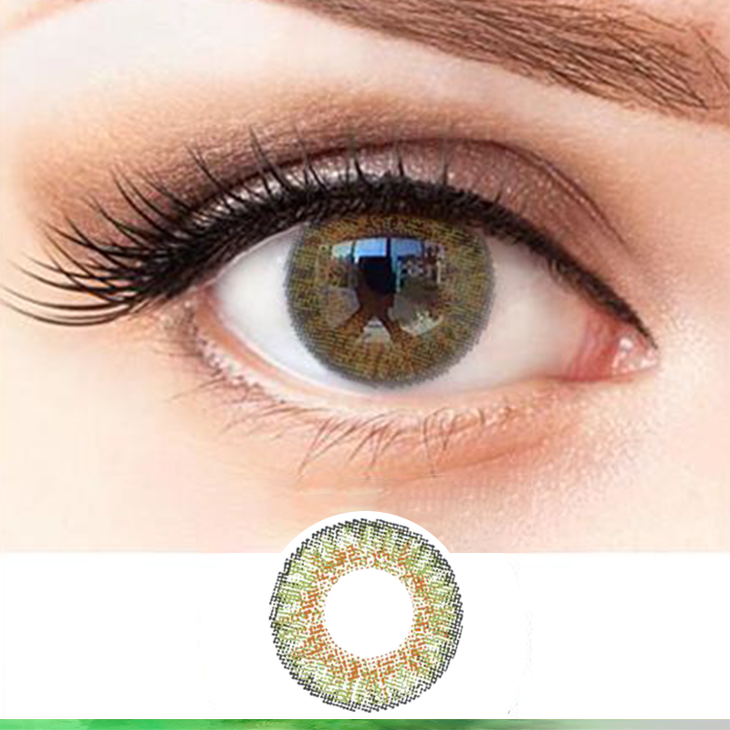 FlyDear 3Tone Green colored contacts natural enlarge beautiful