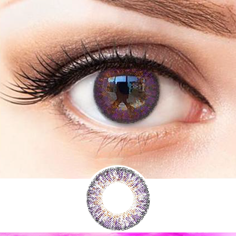 FlyDear 3Tone Purple Violet colored contact Lenses natural enlarge beautiful