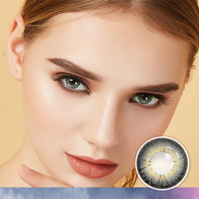 FlyDear Cosmo Fancy Grey colored contacts with natural looking model