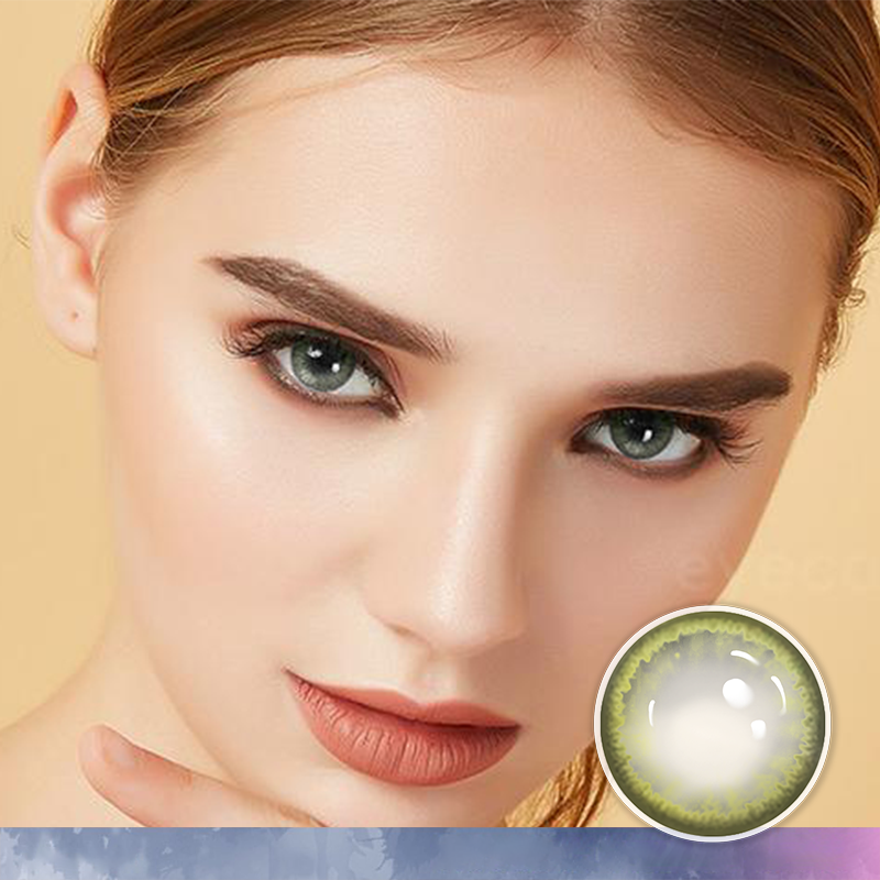 FlyDear Crystal Light Grey colored contacts with natural looking model