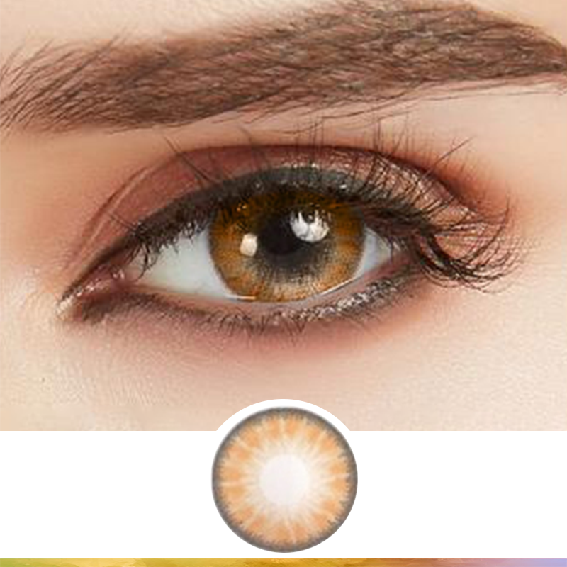 FlyDear Crystal Brown colored contacts with beautiful looking model
