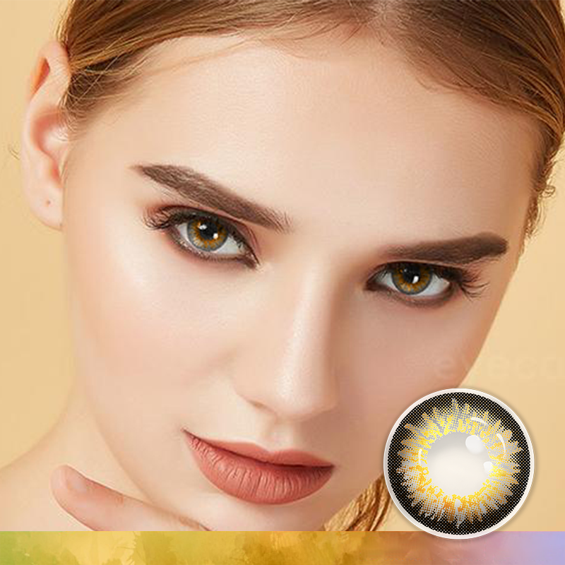 FlyDear Freshy Brown colored contacts with natural looking model