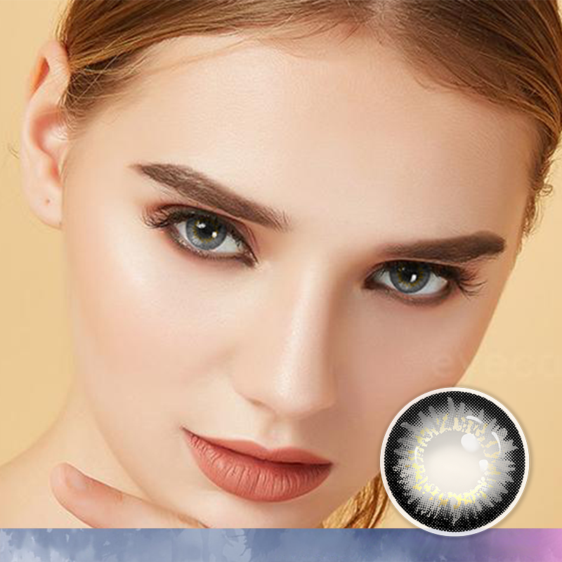FlyDear Freshy Grey colored contacts with natural looking model