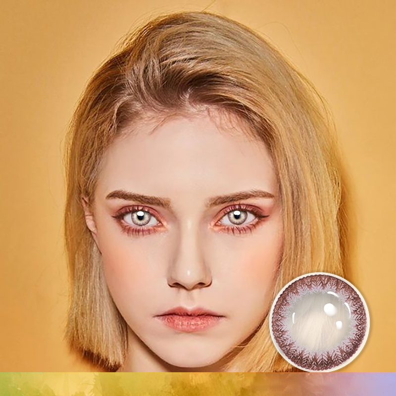 FlyDear Grace Choco colored contacts with natural looking model