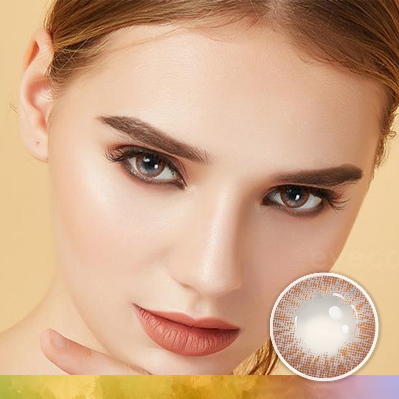 FlyDear Luxury Brown colored contacts with natural looking model