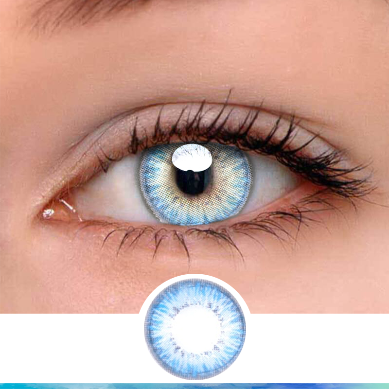 FlyDear Nudy Blue colored contacts natural enlarge beautiful brown hazel