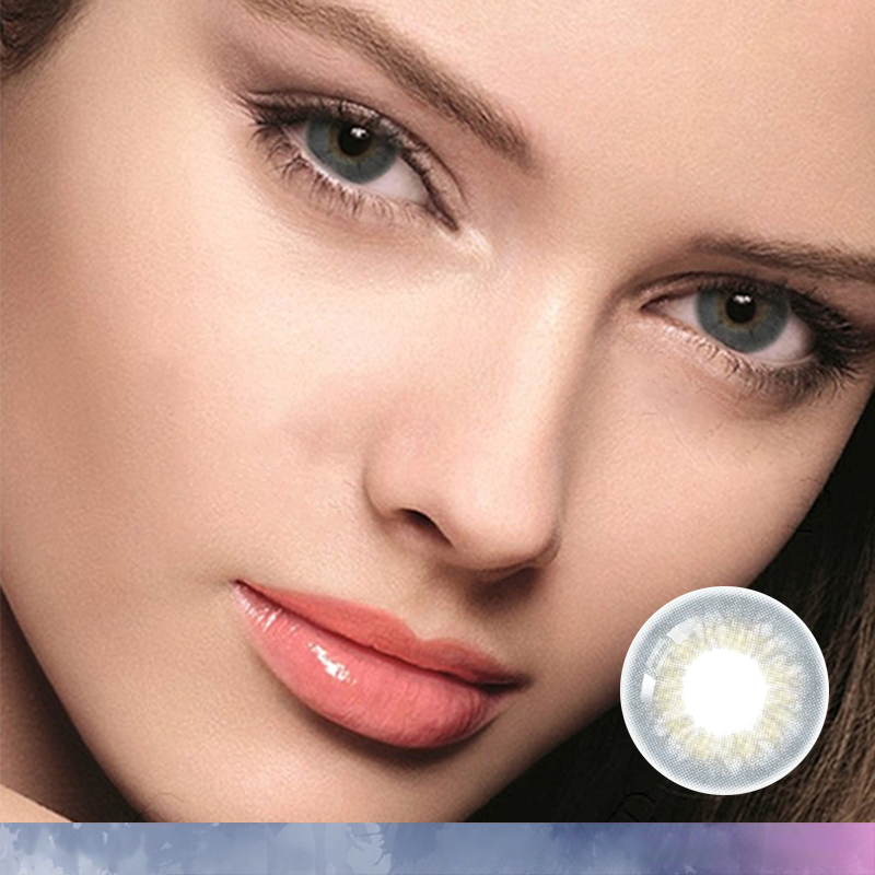 FlyDear Polar Grey colored contacts with natural looking model