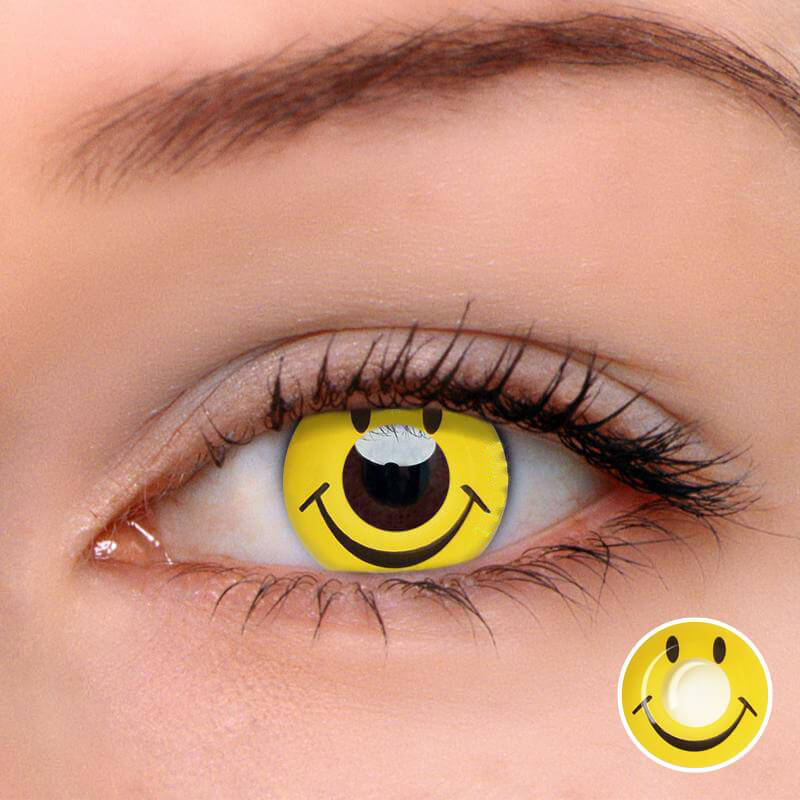 flydear colored contacts smily yellow cosplay halloween party 